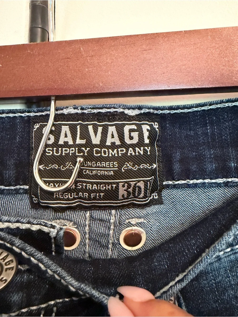 Buckle Straight-Leg Dark Indigo Jeans
